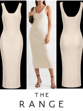 The Range Alloy Ribbed Knit Bodycon Midi Dress in Cream Women's Small